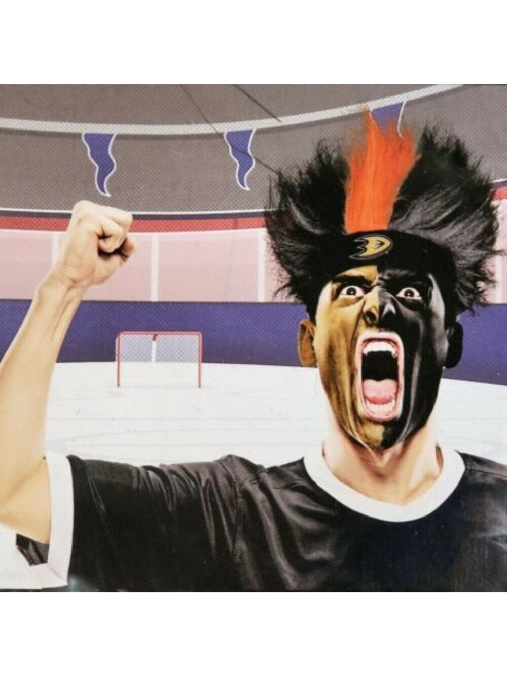 NHL Anaheim Ducks Fuzzhead Black & Orange Wig